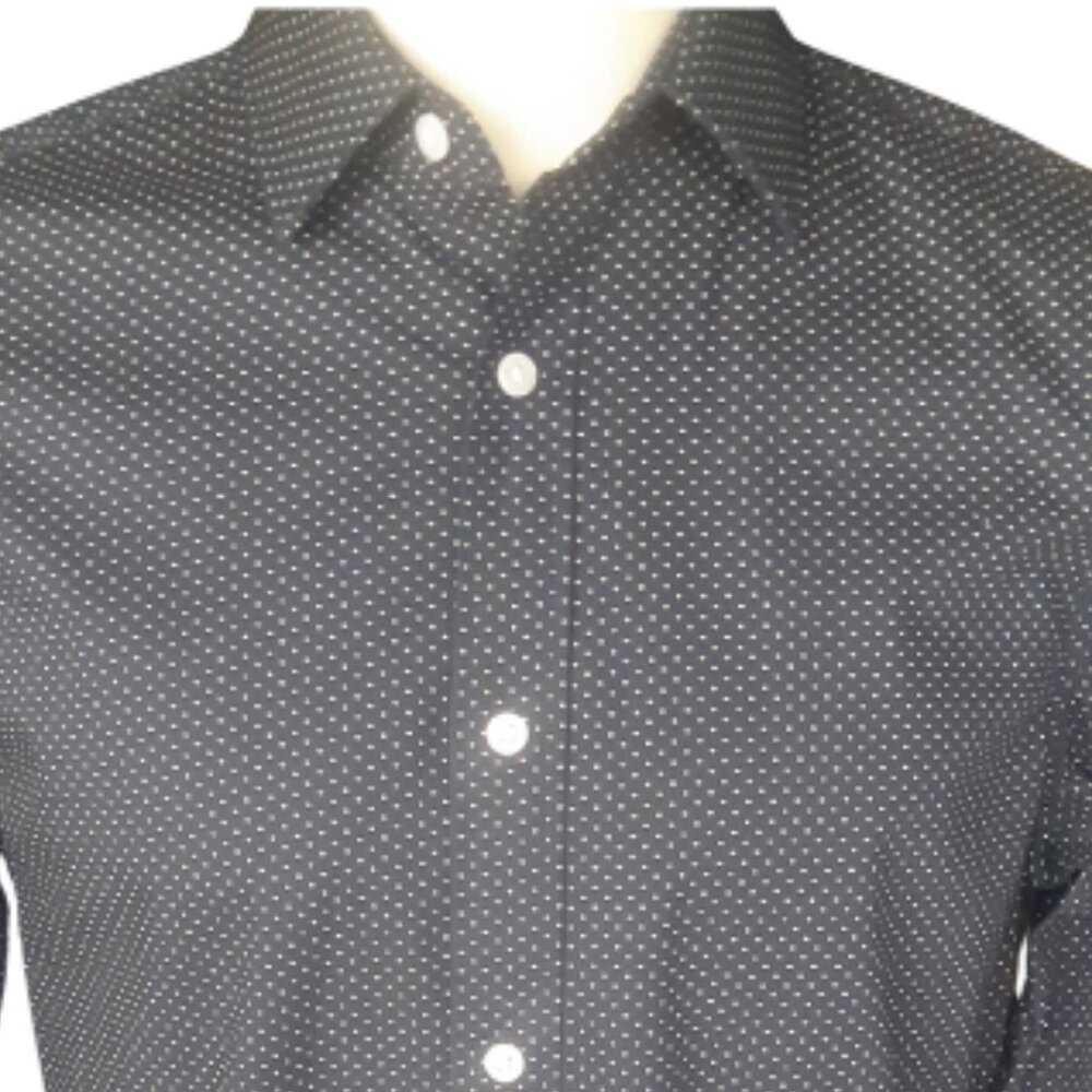 Old Navy SZ S Cotton Slim Fit Black with White Polka Dots Men's Button Up Shirt